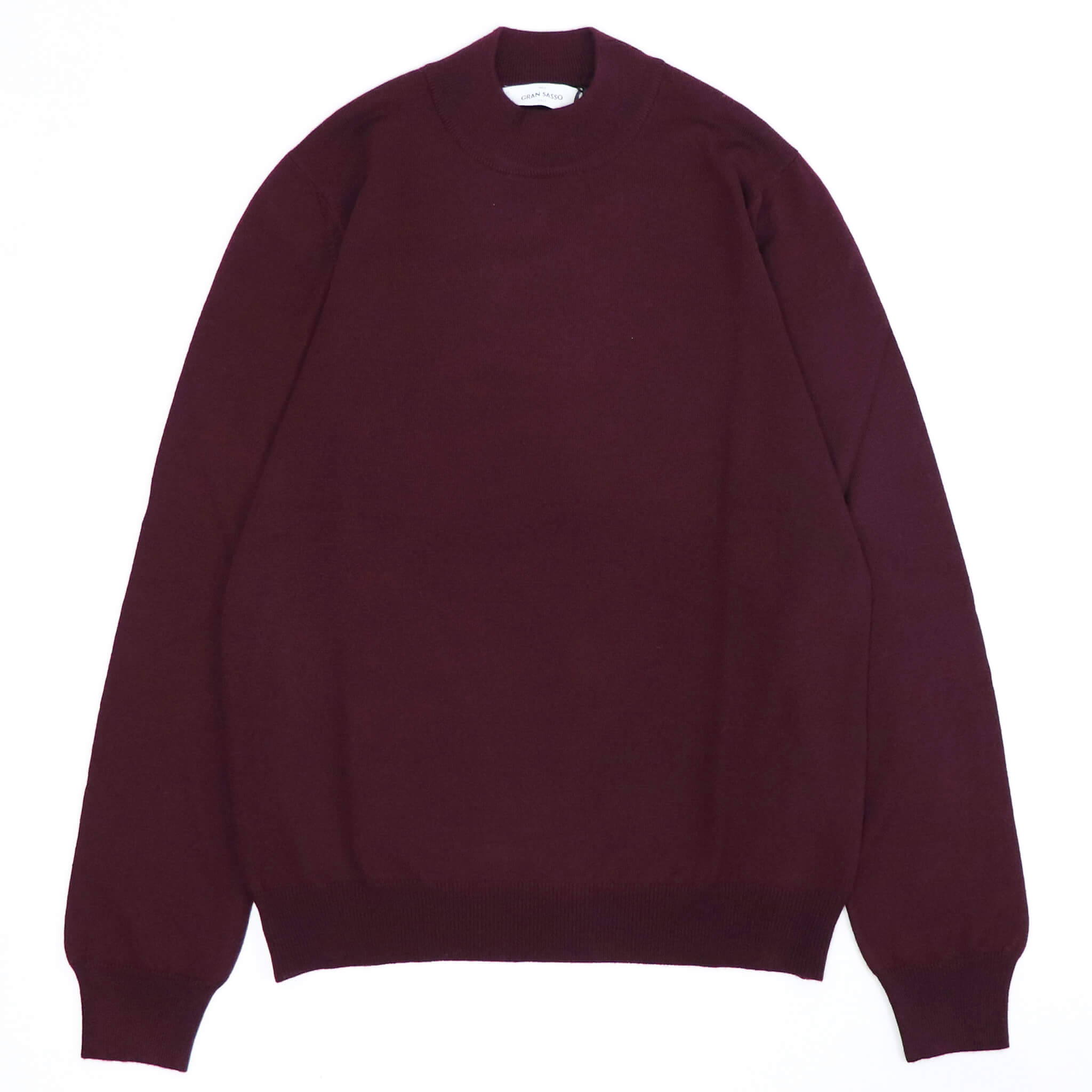 GRANSASSOグランサッソ・モックネックセーター・エンジ・ボルドー・48 Gran Sasso グランサッソ ニット モックネック ハイゲージ ウール プル