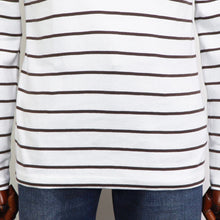 画像をギャラリービューアに読み込む, MAISON CORNICHON(メゾン コルニション)カットソー タートルネック ボーダー【ホワイト×ブラウン】国内正規品