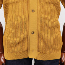 画像をギャラリービューアに読み込む, Vandori(ヴァンドリ)透かし編みコットンニット 半袖シャツカーディガン【マスタード】国内正規品