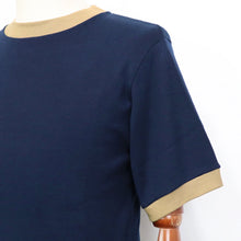 画像をギャラリービューアに読み込む, MAISON CORNICHON(メゾン コルニション)コットン Tシャツ【ネイビー×ベージュ】国内正規品