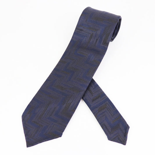 BRUNO(ブルーノ)スフォデラートトレピエゲ ウールタイ ZIGNONE ジニョーネ 生地使用 トレピエゲ 三つ折り ウール ネクタイ【ネイビー×ブラウン】正規販売店