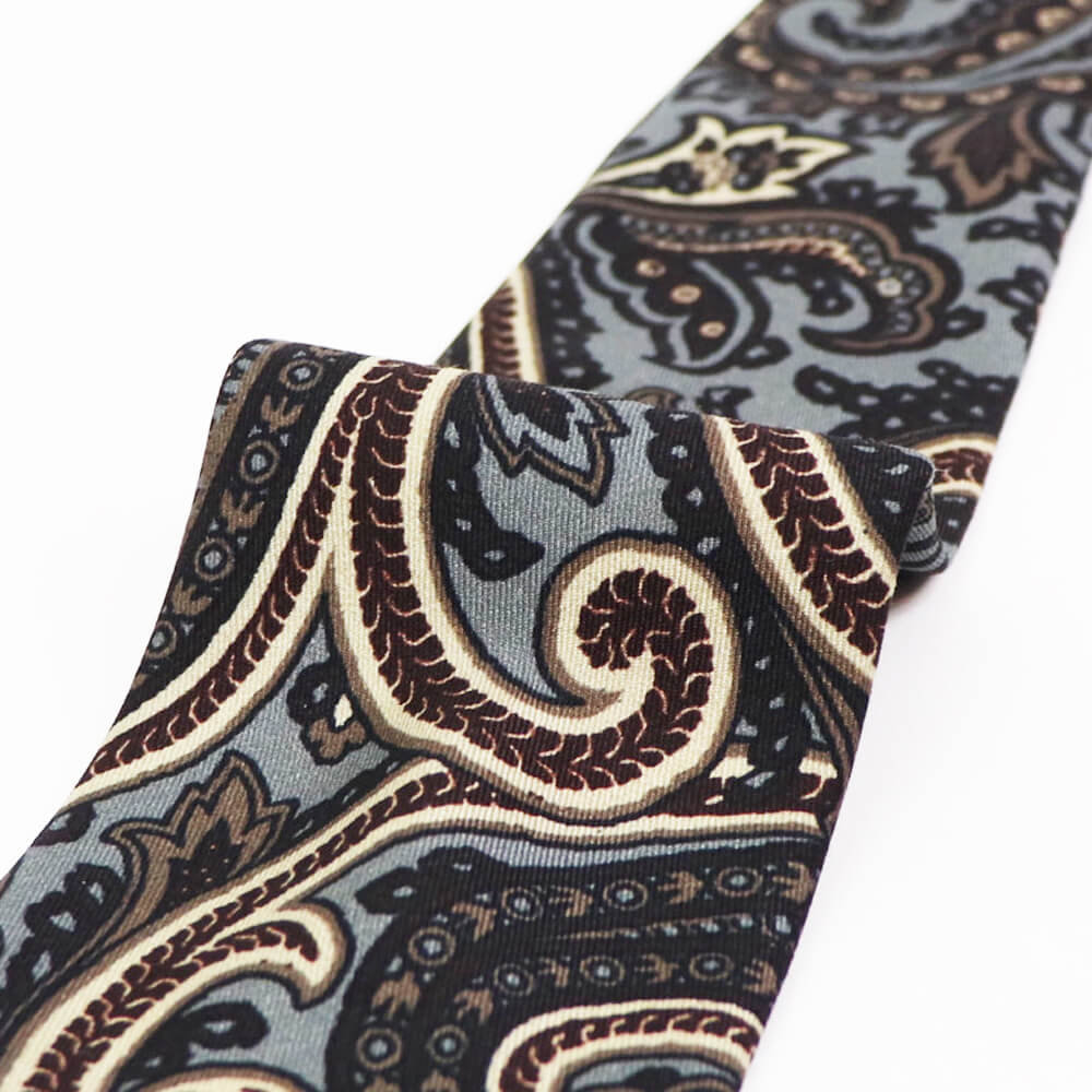 ROBERT FRASER(ロバートフレイザー)ハンドメイド ペイズリー柄 ネクタイ【グレー】国内正規品