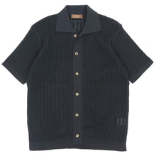 画像をギャラリービューアに読み込む, Vandori(ヴァンドリ)Giotto 別注カラー 透かし編みコットンニット 半袖シャツカーディガン【ブラック】国内正規品