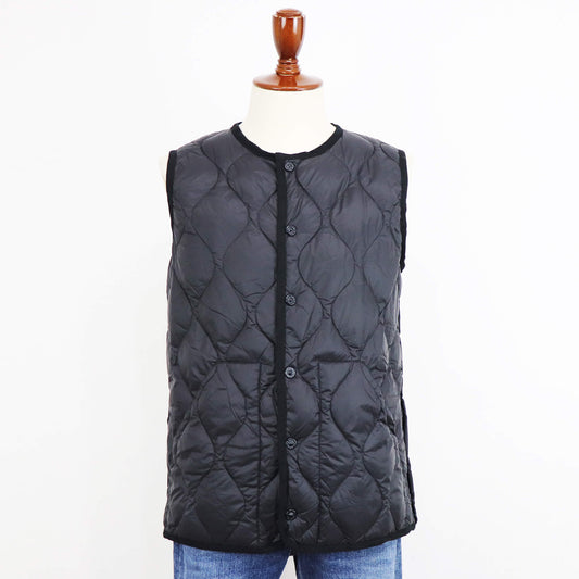 TAION(タイオン)ミリタリー クルーネック ダウンベスト ソフトシェル【ブラック】国内正規品