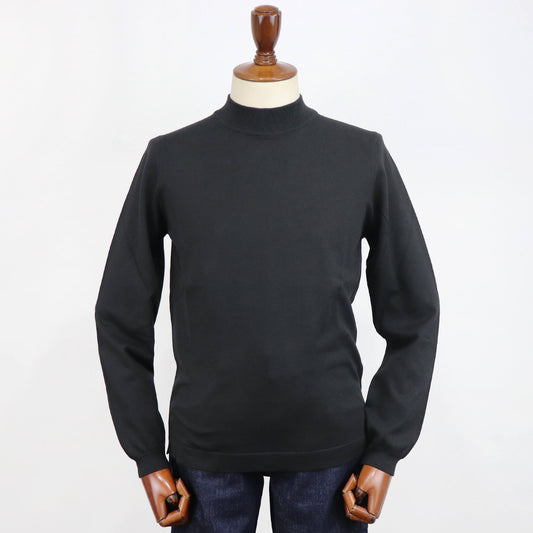 GRAN SASSO(グランサッソ)12ゲージ コットンモックネックニット ロングスリーブ 長袖【ブラック】国内正規品