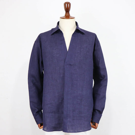 COLONY CLOTHING(コロニークロージング)ALBINI LINEN POOL SIDE SHIRT アルビニ リネン プールサイド シャツ【ネイビー】国内正規品