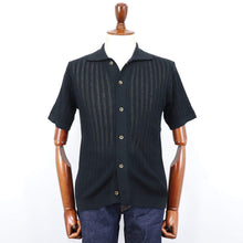 画像をギャラリービューアに読み込む, Vandori(ヴァンドリ)Giotto 別注カラー 透かし編みコットンニット 半袖シャツカーディガン【ブラック】国内正規品