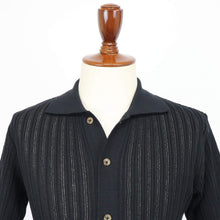 画像をギャラリービューアに読み込む, Vandori(ヴァンドリ)Giotto 別注カラー 透かし編みコットンニット 半袖シャツカーディガン【ブラック】国内正規品