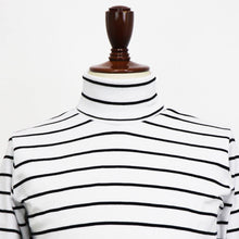画像をギャラリービューアに読み込む, MAISON CORNICHON(メゾン コルニション)カットソー タートルネック ボーダー【ホワイト×ブラック】国内正規品