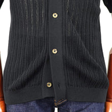 画像をギャラリービューアに読み込む, Vandori(ヴァンドリ)Giotto 別注カラー 透かし編みコットンニット 半袖シャツカーディガン【ブラック】国内正規品