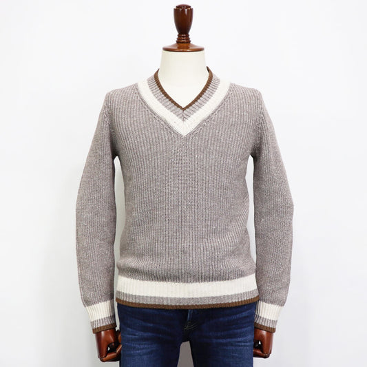 GRAN SASSO(グランサッソ)コットンリネン チルデンニット【ベージュ】国内正規品