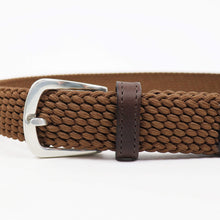 画像をギャラリービューアに読み込む, D'AMICO(ダミーコ)レザー×ストレッチメッシュ ベルト【ブラウン】国内正規品