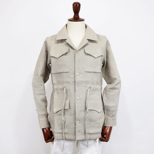 Massimo d' Augusto(マッシモ ダウグスト)ALFREDO アルフレッド リネン サファリ シャツ ジャケット【ベージュ】国内正規品