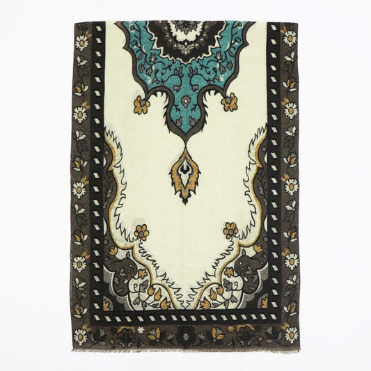 GIERRE MILANO(ジエレ ミラノ)ウールストール【グレー×ターコイズ】国内正規品