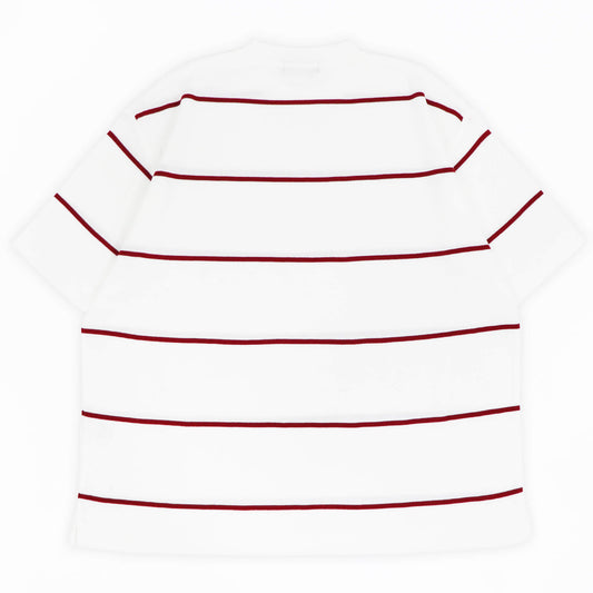 Vandori(ヴァンドリ)ワイドピッチボーダー オーバーサイズ Tシャツ【ホワイト×スカーレット】国内正規品 (コピー)