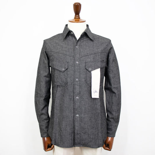 YCHAI(イカイ)コットンリネン ウエスタンシャツ デニム【ブラックウォッシュ】国内正規品