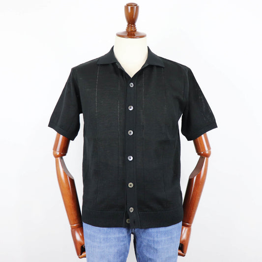 Vandori(ヴァンドリ)ラミーコットン キャンプシャツ【ブラック】国内正規品