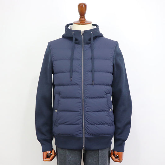 HERNO(ヘルノ)Resort ミラノリブ ナイロン コンビダウンブルゾン【ネイビー】国内正規品