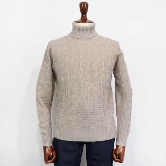 Drumohr(ドルモア)ニット タートルネック メリノウール 長袖 柄物【ベージュ】国内正規品