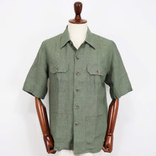 画像をギャラリービューアに読み込む, ORIAN(オリアン)半袖リネン サファリシャツ【オリーブ】国内正規品