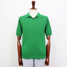 画像をギャラリービューアに読み込む, Blu Bre(ブルブレ)ワイドリブ スキッパー コットンニット ポロシャツ【グリーン】国内正規品