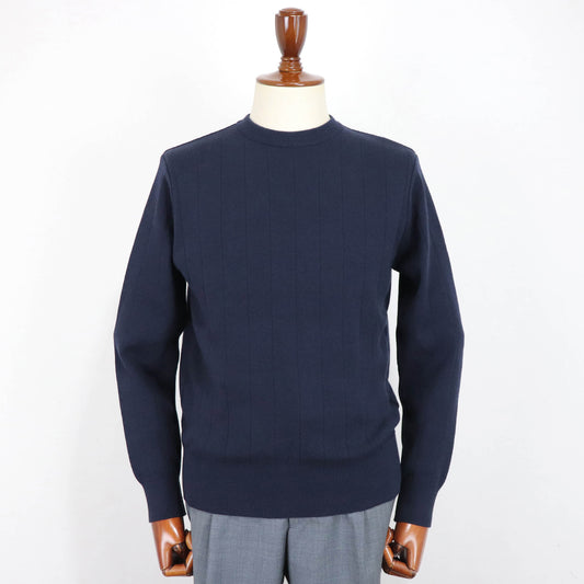 Vandori(ヴァンドリ)コットンカシミヤ針抜き クルーネックニット【ネイビー】国内正規品