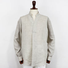 画像をギャラリービューアに読み込む, COLONY CLOTHING(コロニークロージング)ALBINI LINEN POOL SIDE SHIRT アルビニ リネン バンドカラー シャツ【ベージュ】国内正規品