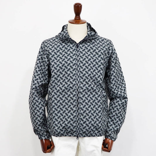 Drumohr(ドルモア)ビスコッティ柄 ナイロンパーカ【ブラック×グレー】国内正規品