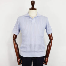 画像をギャラリービューアに読み込む, Vandori(ヴァンドリ)透かし編みコットンニット スキッパーポロシャツ【パールブルー】国内正規品