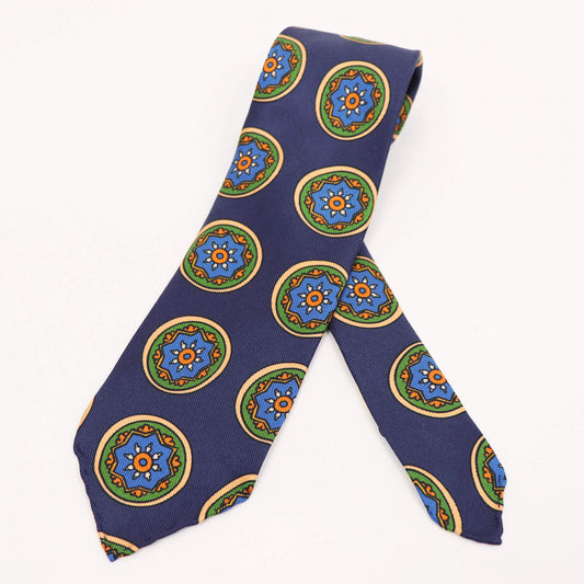 Spacca Neapolis(スパッカ ネアポリス)トレピエゲ 三つ折り シルク タイ【ネイビー】国内正規品