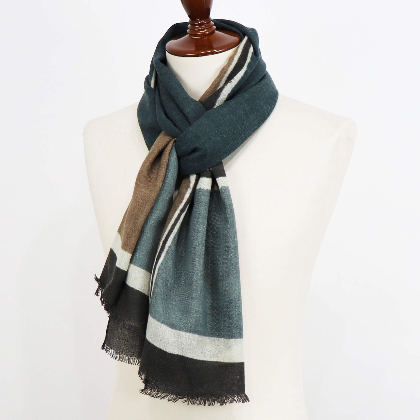 GIERRE MILANO(ジエレ ミラノ)ウールストール【ブラウン×グリーン】国内正規品