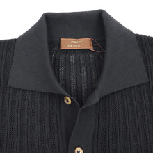 画像をギャラリービューアに読み込む, Vandori(ヴァンドリ)Giotto 別注カラー 透かし編みコットンニット 半袖シャツカーディガン【ブラック】国内正規品