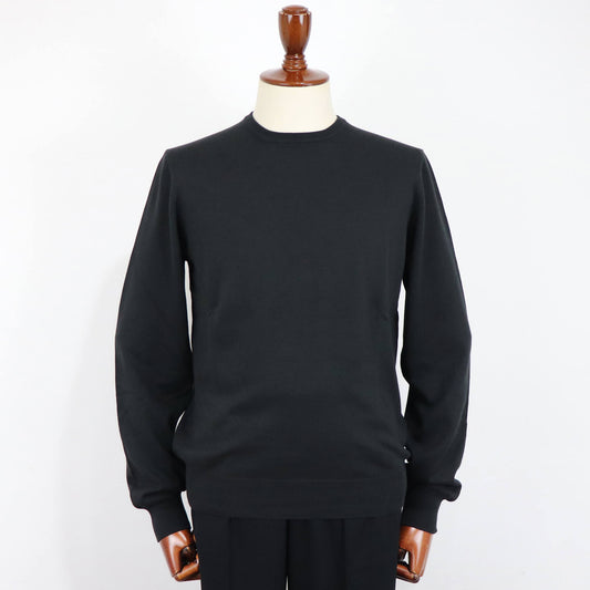 GRAN SASSO(グランサッソ)12ゲージ コットンクルーネックニット ロングスリーブ 長袖【ブラック】国内正規品