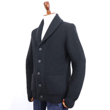 画像をギャラリービューアに読み込む, GRAN SASSO(グランサッソ)ショールカラー カーディガン5ゲージニット【ブラック】国内正規品