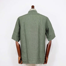 画像をギャラリービューアに読み込む, ORIAN(オリアン)半袖リネン サファリシャツ【オリーブ】国内正規品