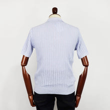 画像をギャラリービューアに読み込む, Vandori(ヴァンドリ)透かし編みコットンニット スキッパーポロシャツ【パールブルー】国内正規品