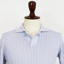 画像をギャラリービューアに読み込む, Vandori(ヴァンドリ)透かし編みコットンニット スキッパーポロシャツ【パールブルー】国内正規品