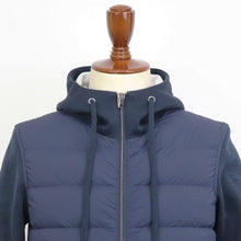 画像をギャラリービューアに読み込む, HERNO(ヘルノ)Resort ミラノリブ ナイロン コンビダウンブルゾン【ネイビー】国内正規品