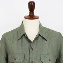 画像をギャラリービューアに読み込む, ORIAN(オリアン)半袖リネン サファリシャツ【オリーブ】国内正規品