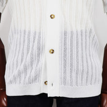 画像をギャラリービューアに読み込む, Vandori(ヴァンドリ)透かし編みコットンニット 半袖シャツカーディガン【ホワイト】国内正規品