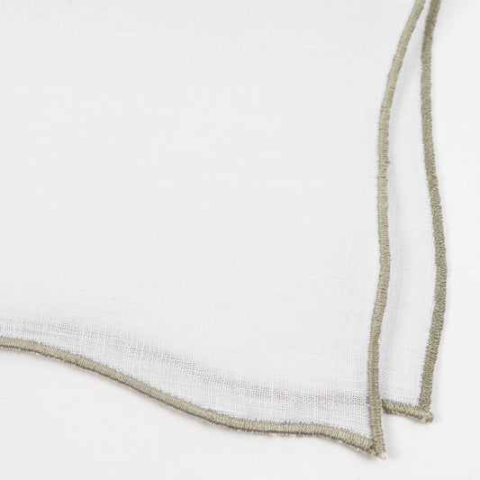 MUNGAI(ムンガイ)ポケットチーフ リネン100% 【ホワイト×ベージュ】国内正規品