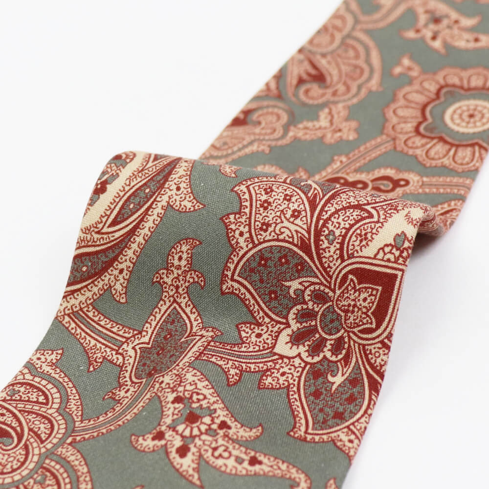 ROBERT FRASER(ロバートフレイザー)ハンドメイド ペイズリー柄 ネクタイ【グレー】国内正規品