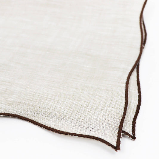 MUNGAI(ムンガイ)ポケットチーフ リネン100% 【ベージュ×ブラウン】国内正規品