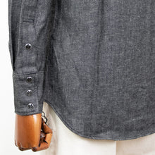 画像をギャラリービューアに読み込む, YCHAI(イカイ)コットンリネン ウエスタンシャツ デニム【ブラックウォッシュ】国内正規品