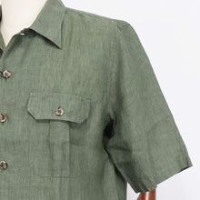 画像をギャラリービューアに読み込む, ORIAN(オリアン)半袖リネン サファリシャツ【オリーブ】国内正規品