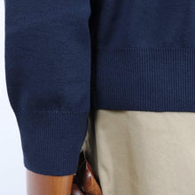 画像をギャラリービューアに読み込む, Vandori(ヴァンドリ)コットン100% ガゼット クルーネックロングスリーブ ニット【ネイビー】国内正規品