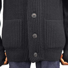 画像をギャラリービューアに読み込む, GRAN SASSO(グランサッソ)ショールカラー カーディガン5ゲージニット【ブラック】国内正規品