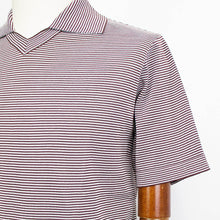 画像をギャラリービューアに読み込む, Blu Bre(ブルブレ)ボーダー柄 スキッパー コットンニット ポロシャツ【ブラウン×オフホワイト】国内正規品