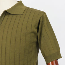 画像をギャラリービューアに読み込む, Blu Bre(ブルブレ)コットンニット 針抜きスキッパーポロシャツ【オリーブ】国内正規品