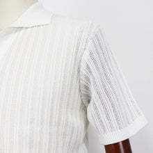 画像をギャラリービューアに読み込む, Vandori(ヴァンドリ)透かし編みコットンニット 半袖シャツカーディガン【ホワイト】国内正規品